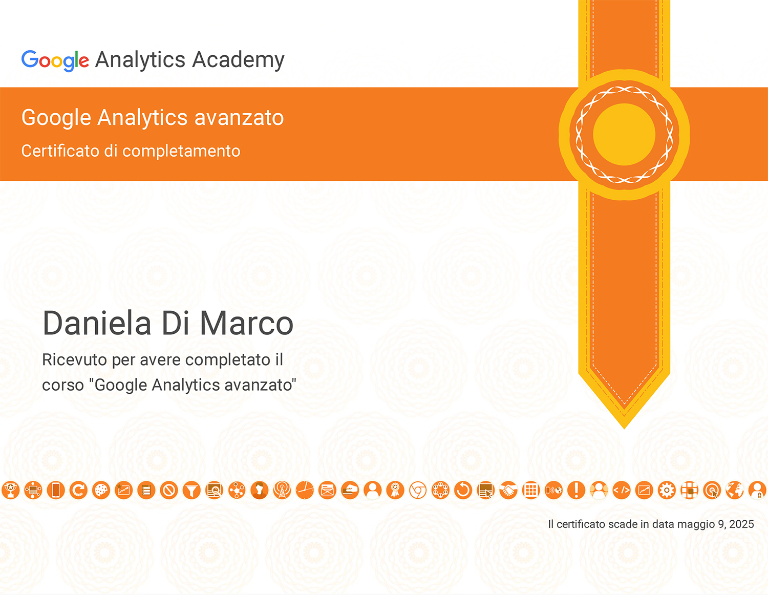 Certificazione Google Analytics Avanzato Daniela Di Marco